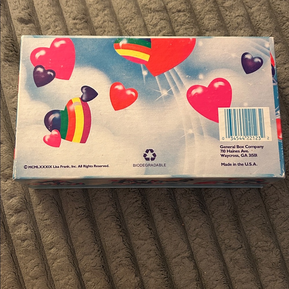 Lisa Frank Pencil Box Unicorn Rainbow Love Hearts Pencil Cardboard Box 1980s - Picture 5 of 10